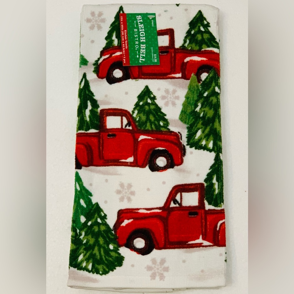 Red truck Christmas Tree Kitchen Towel